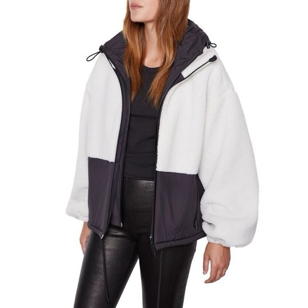 Frame Sherpa & Tech Taffeta Anorak Coat Jacket Black & White Women’s XL NWT